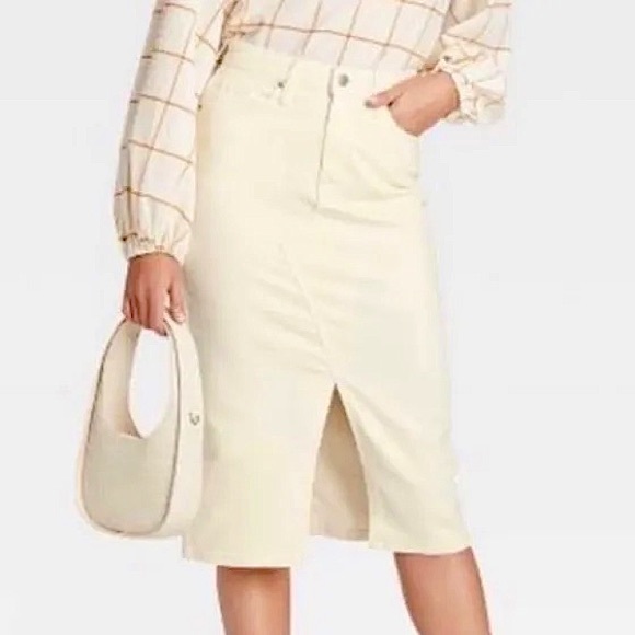 A New Day | Denim Midi Skirt | High Waisted | Jean Material | Mid-Length - Picture 1 of 4